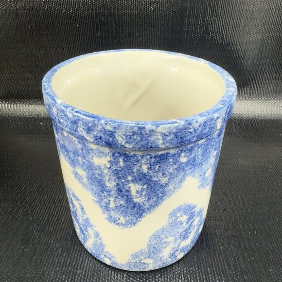 Farmhouse Pig Kitchen Utensil Vase Container Hand Made Signed Blue Gray Pottery - Picture 8 of 12